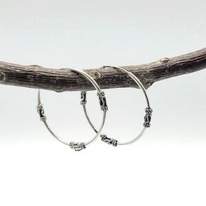 925 Sterling Silver Bali Knot Hoop Earrings